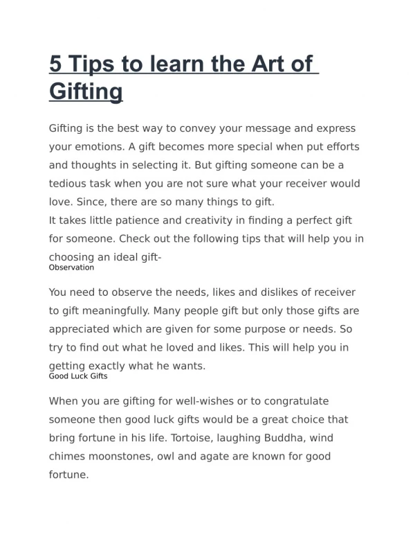 5 Tips to learn the Art of Gifting