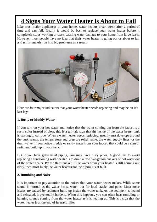 4 Signs Your Water Heater is About to Fail