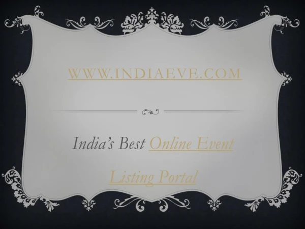 IndiaEve-Best Online Event Listing Portal
