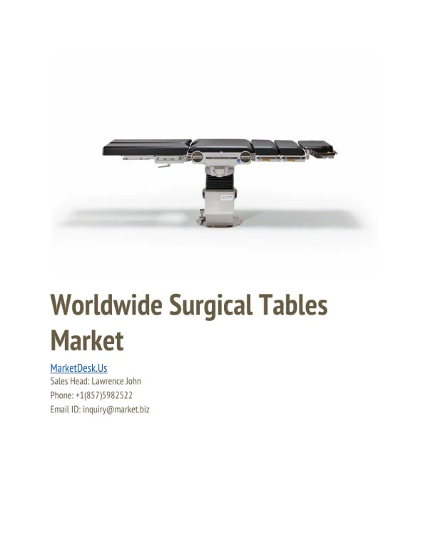 Worldwide Surgical Tables Market