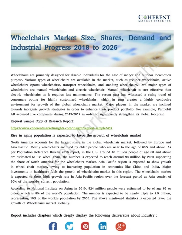 Wheelchairs Market Surge in Demand from Healthcare Industry to Boost Growth Forecast to 2026