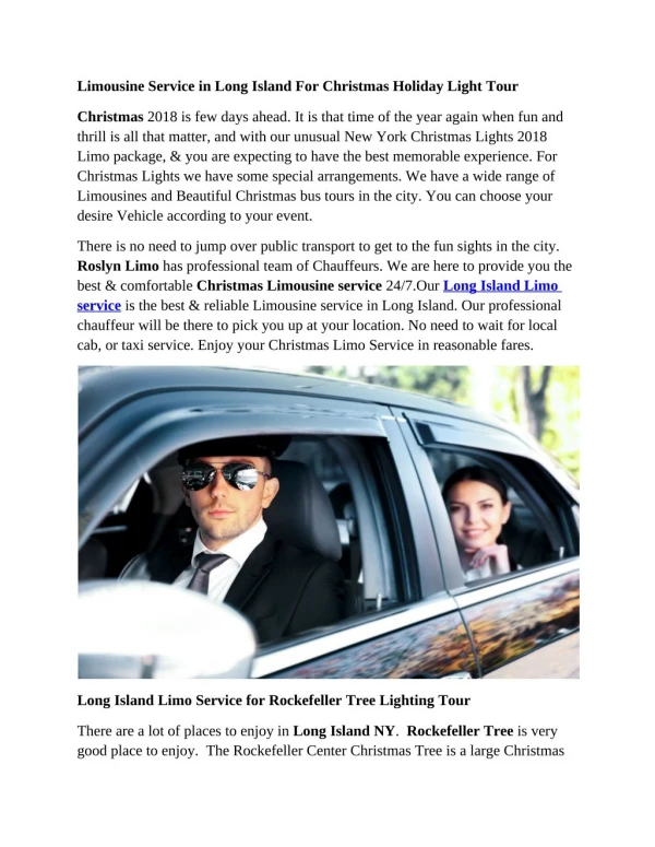 Limousine Service in Long Island For Christmas Holiday Light Tour