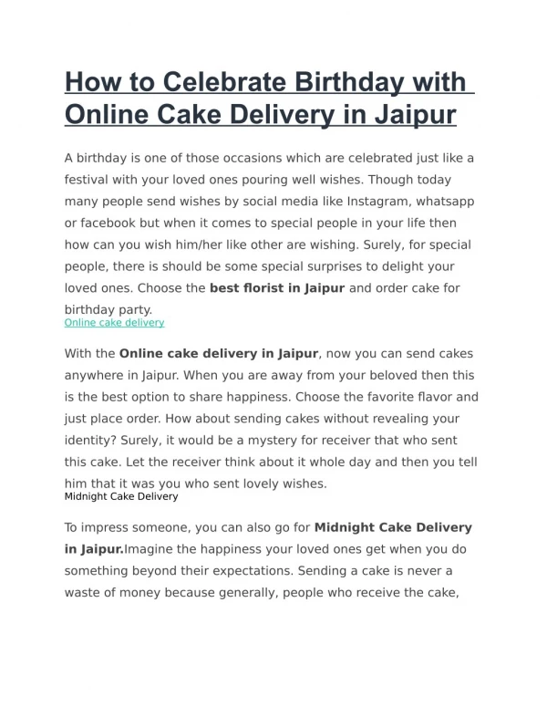 How to Celebrate Birthday with Online Cake Delivery in Jaipur
