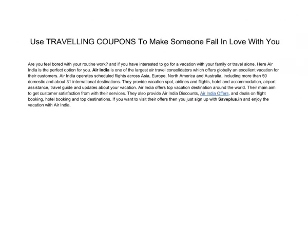 Use TRAVELLING COUPONS To Make Someone Fall In Love With You