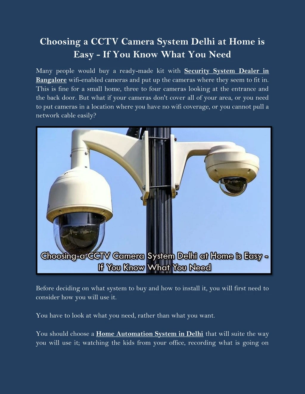 choosing a cctv camera system delhi at home