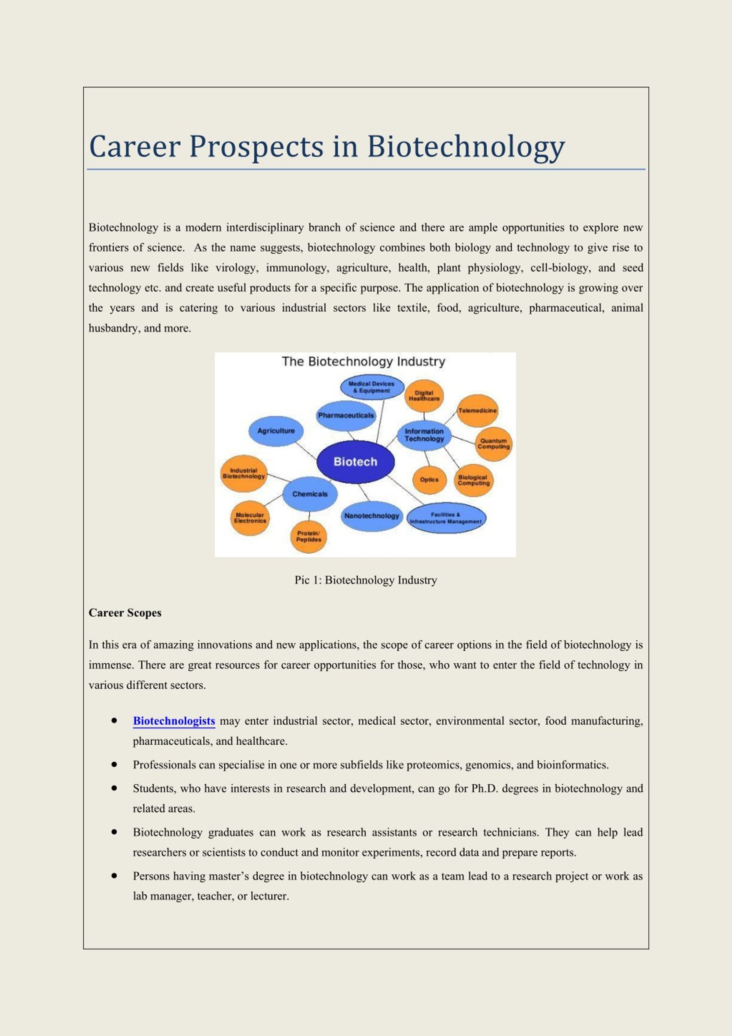 PPT - Career Prospects in Biotechnology PowerPoint Presentation, free ...