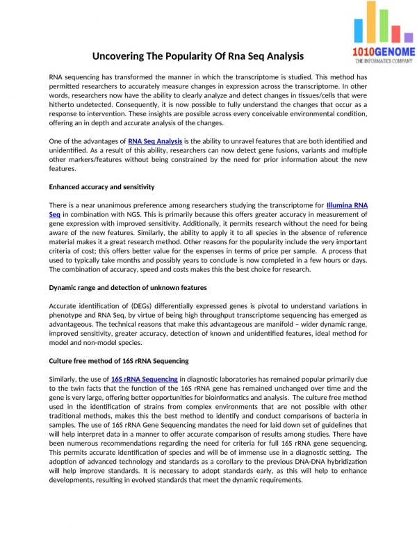 Uncovering the Popularity of RNA Seq Analysis