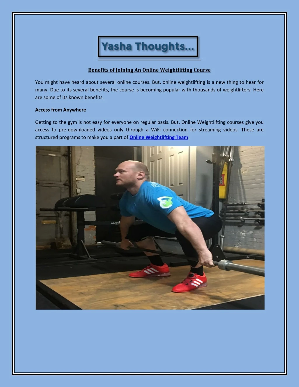 benefits of joining an online weightlifting course