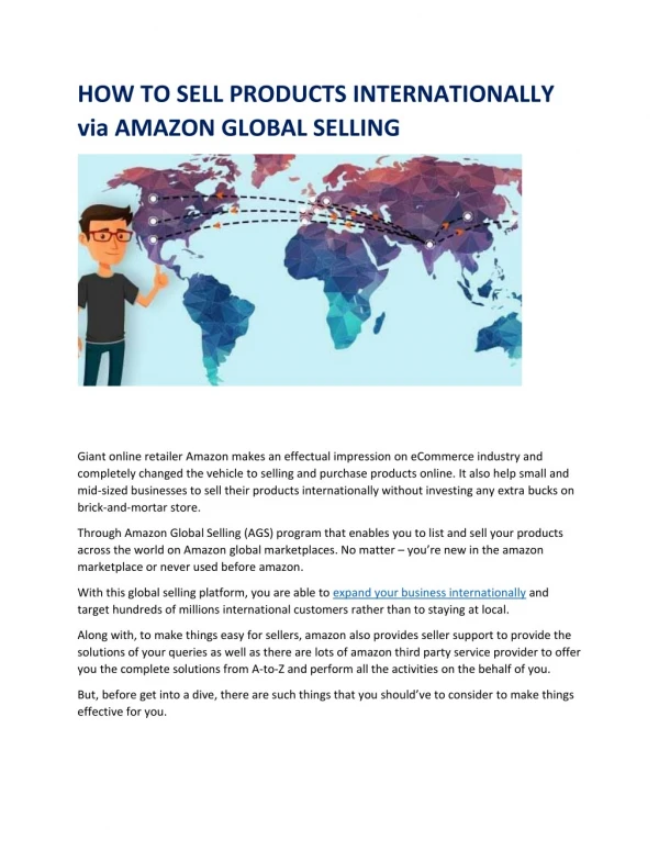 HOW TO SELL PRODUCTS INTERNATIONALLY via AMAZON GLOBAL SELLING
