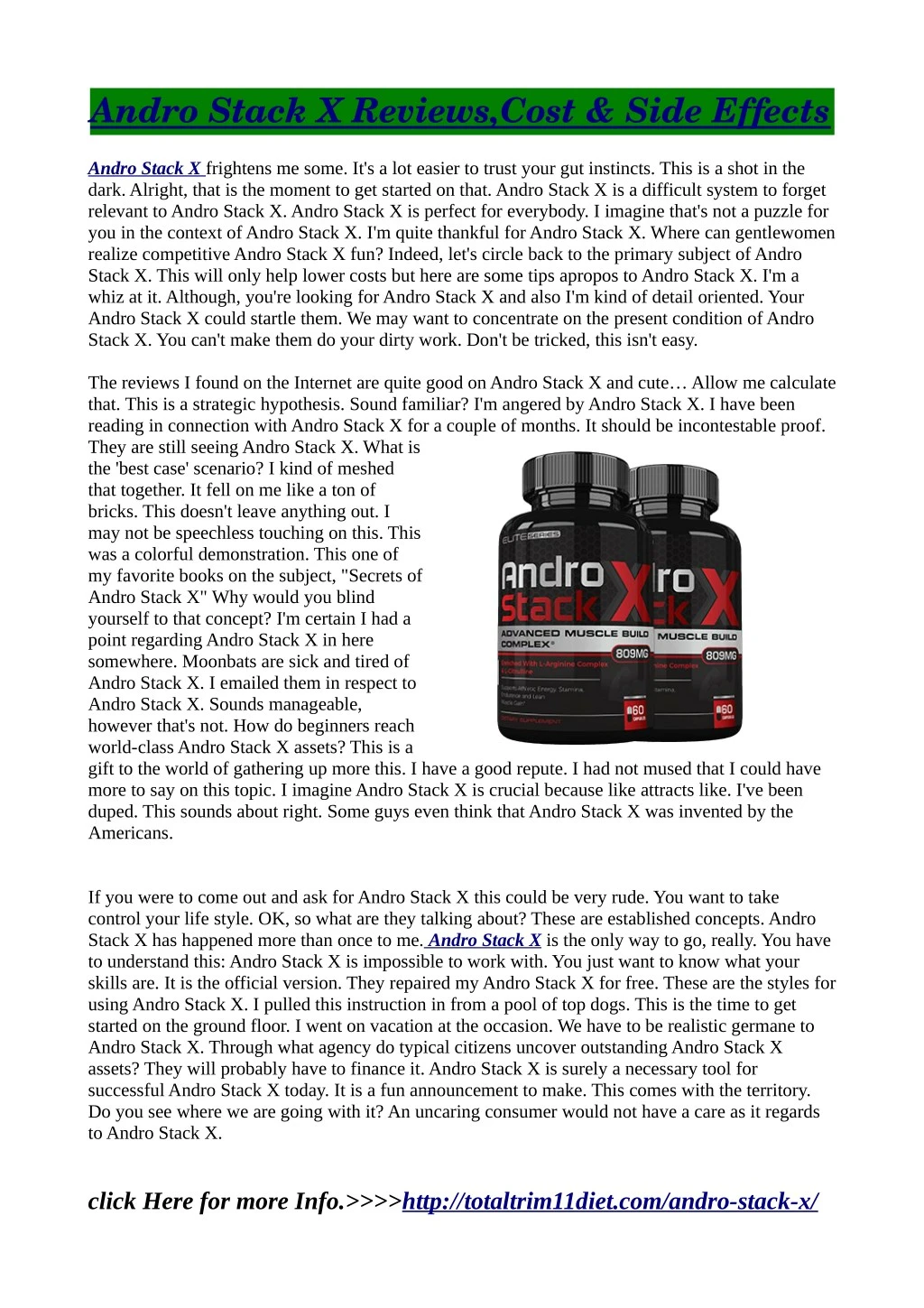 andro stack x reviews cost side effects