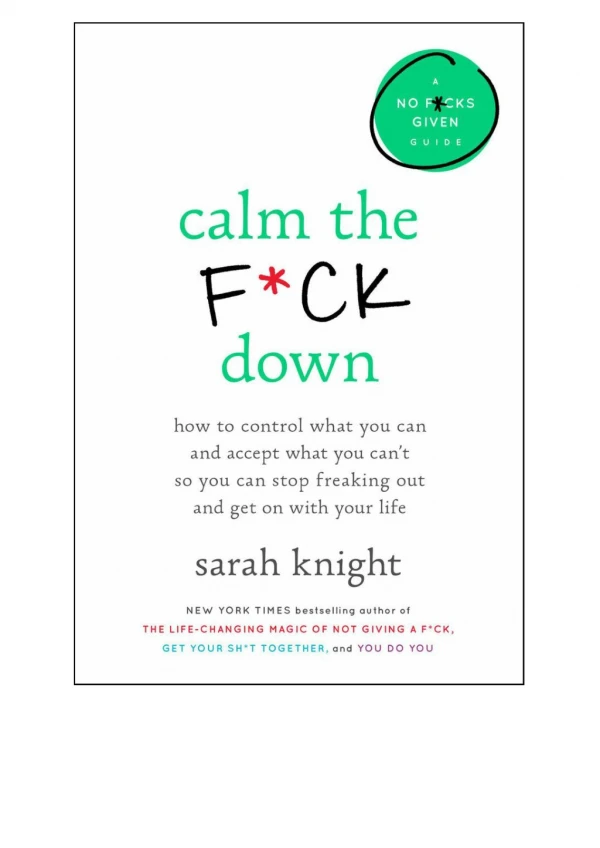 Free Calm the F*ck Down By Sarah Knight in format PDF / EPUB / Mobi