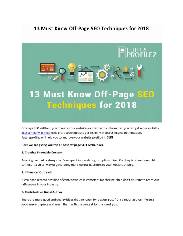 13 Must Know Off-Page SEO Techniques for 2018