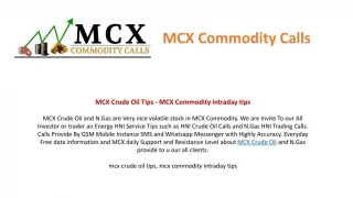 MCX Crude Oil Tips - MCX Commodity intraday tips