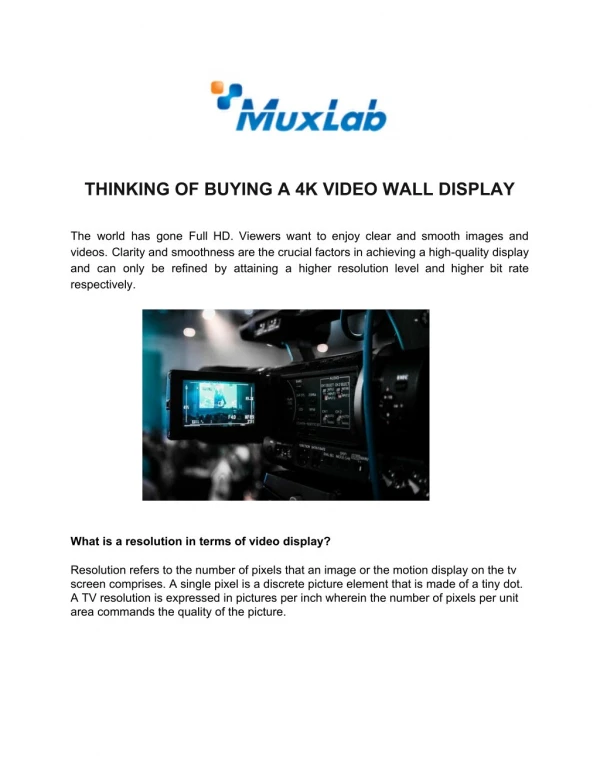 THINKING OF BUYING A 4K VIDEO WALL DISPLAY