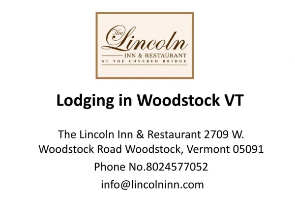 Lodging In Woodstock VT