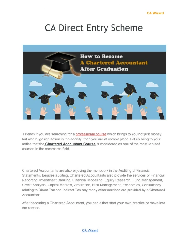 CA Direct Entry Scheme