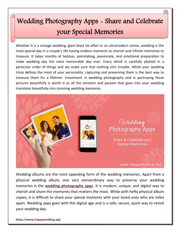 Wedding Photography Apps - Share and Celebrate your Special Memories