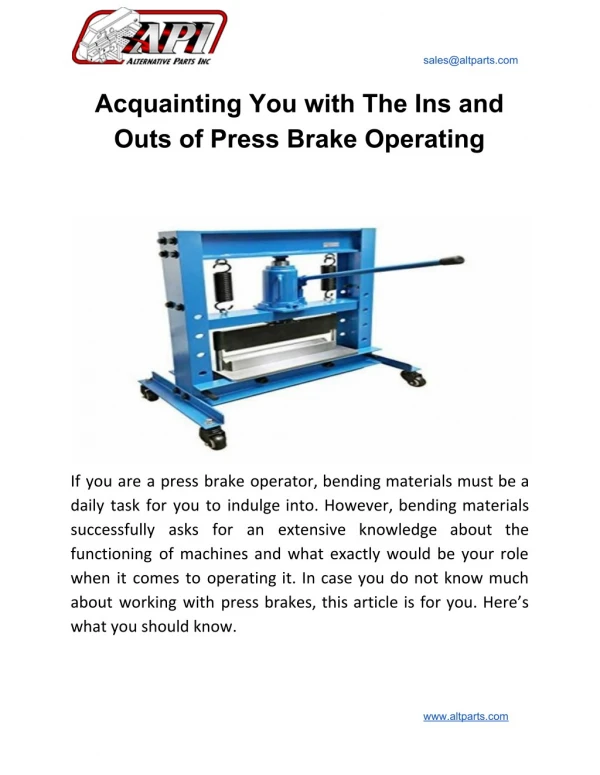 Acquainting You with The Ins and Outs of Press Brake Operating