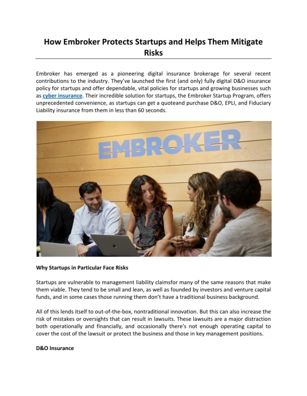 How Embroker Protects Startups and Helps Them Mitigate Risks