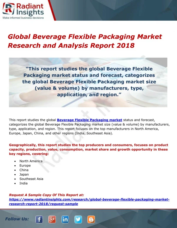 Global Beverage Flexible Packaging Market Research and Analysis Report 2018