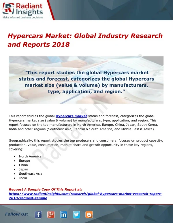 Hypercars Market- Global Industry Research and Reports 2018