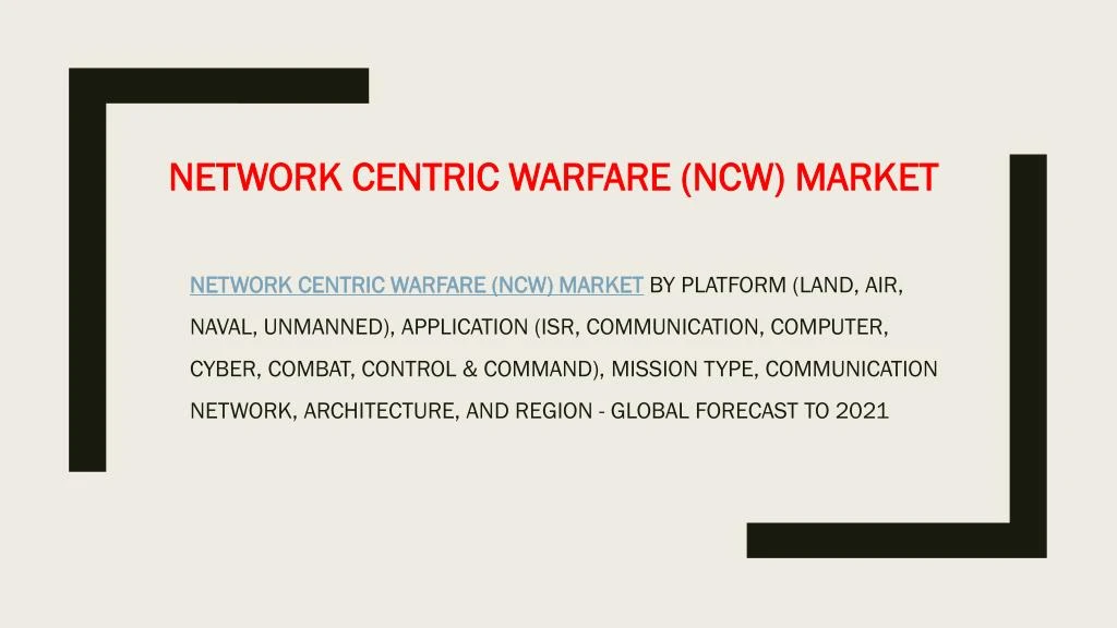 network centric warfare ncw market