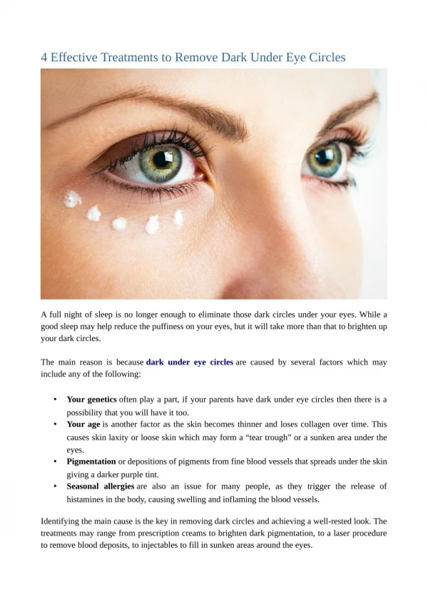 4 Effective Treatments to Remove Dark Under Eye Circles