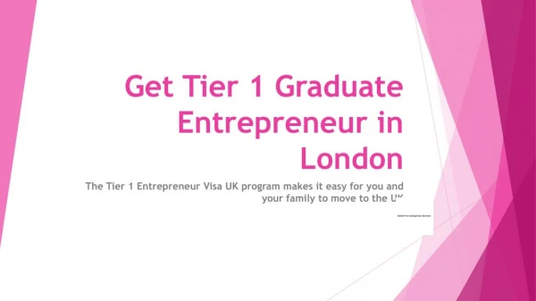 Get Tier 1 Graduate Entrepreneur in London