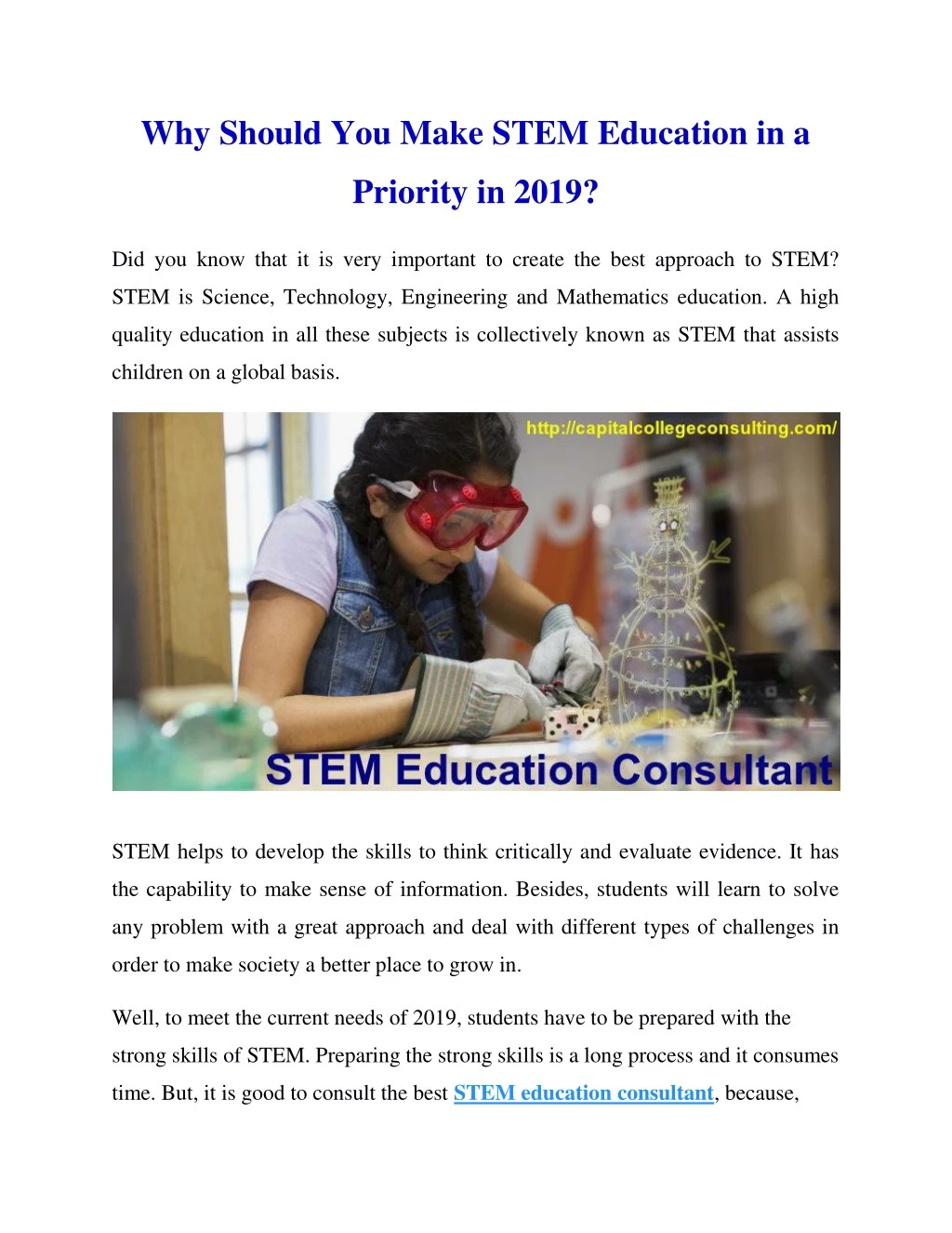 why should you make stem education in a