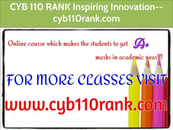 CYB 110 RANK Inspiring Innovation--cyb110rank.com