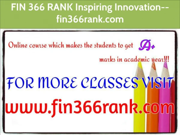 FIN 366 RANK Inspiring Innovation--fin366rank.com
