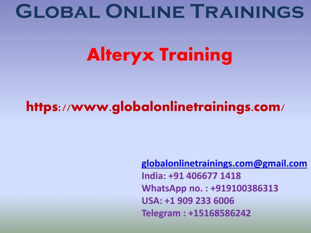 global online trainings alteryx training