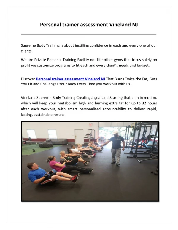 personal trainer assessment vineland NJ