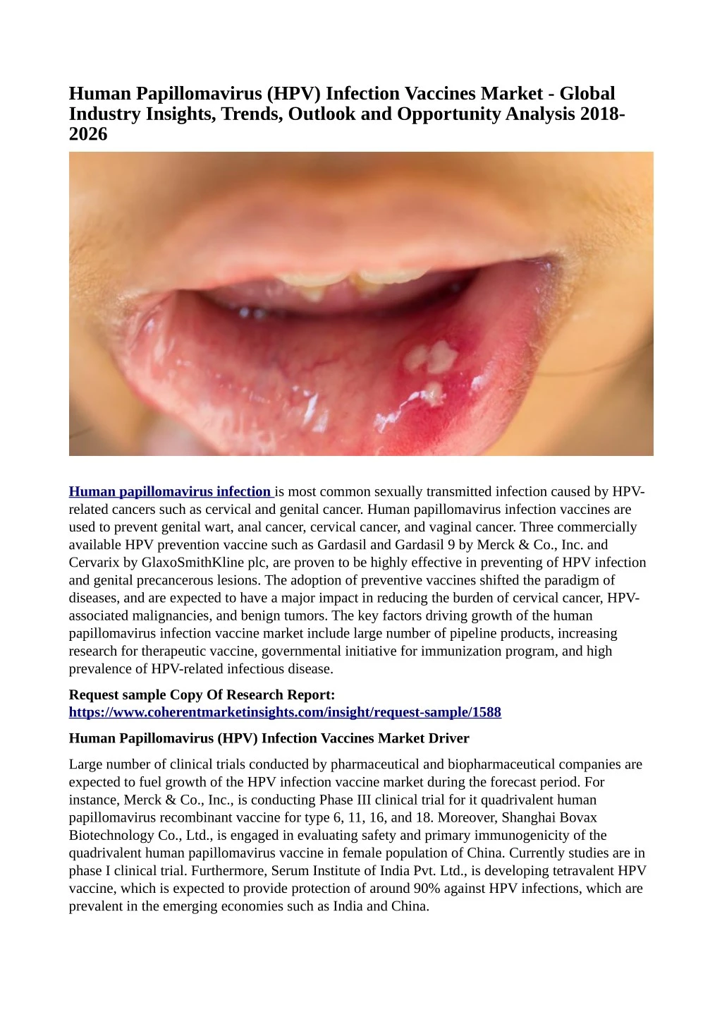 human papillomavirus hpv infection vaccines