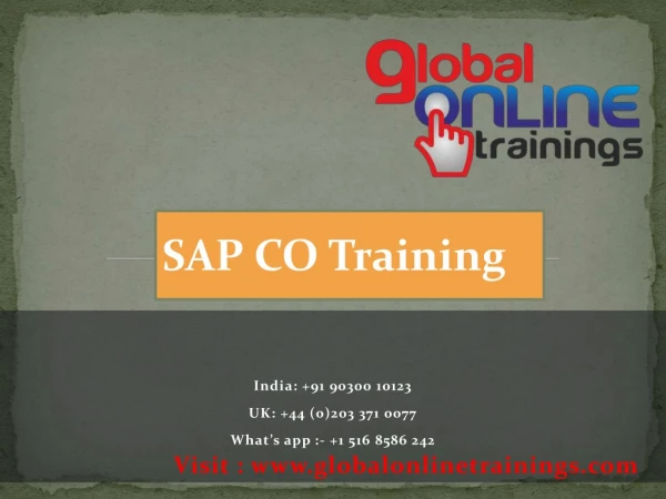 SAP CO Training | SAP Controlling Online Training Course - GOT
