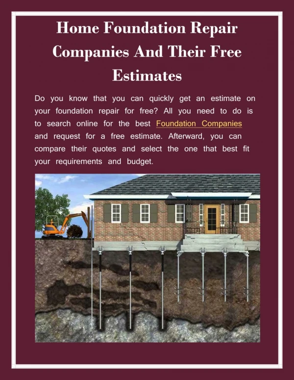 Home Foundation Repair Companies And Their Free Estimates