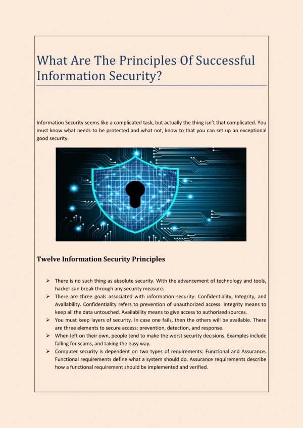 What Are The Principles Of Successful Information Security?