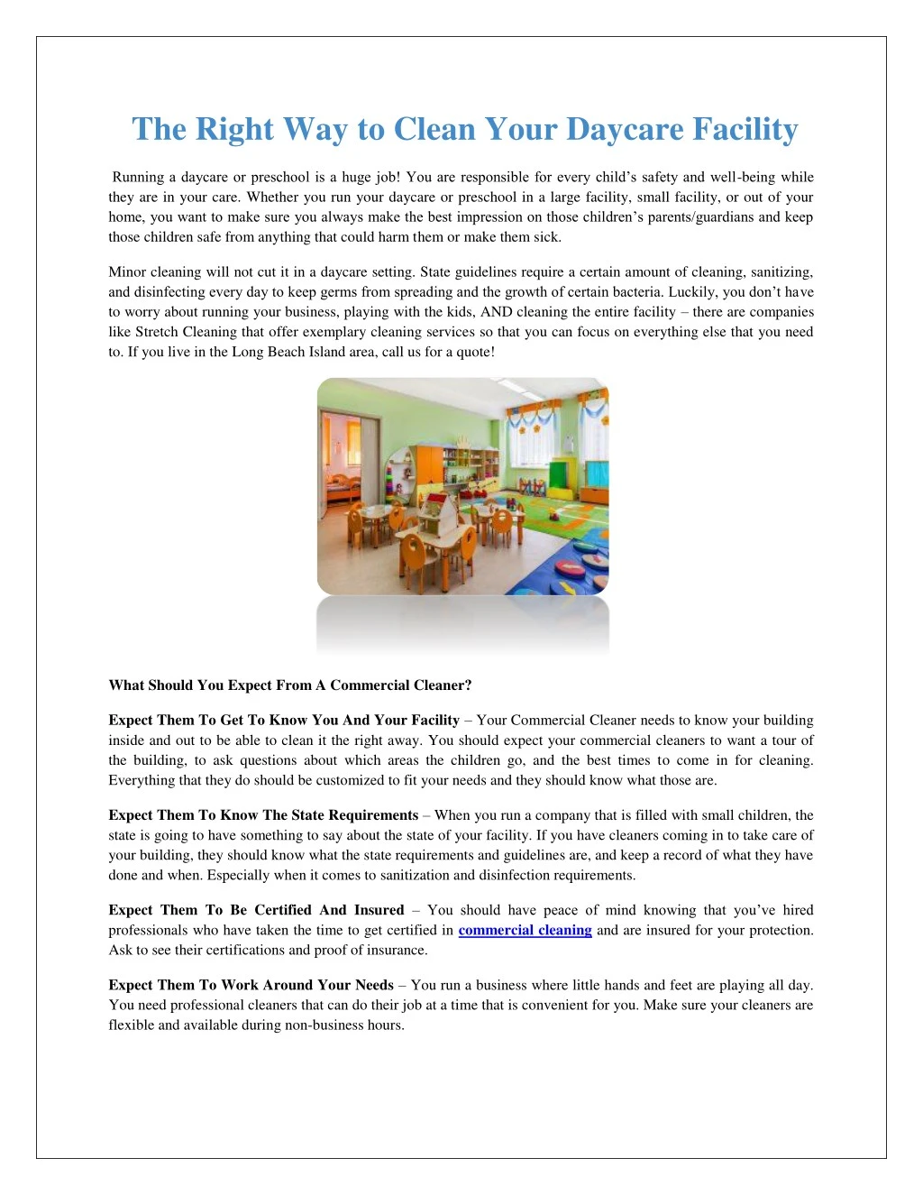 the right way to clean your daycare facility