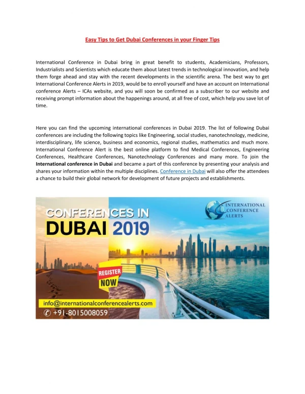 Conference in Dubai 2019