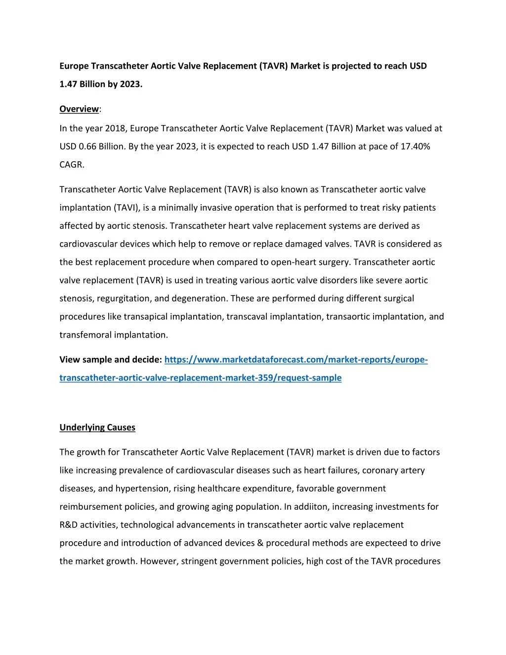 europe transcatheter aortic valve replacement