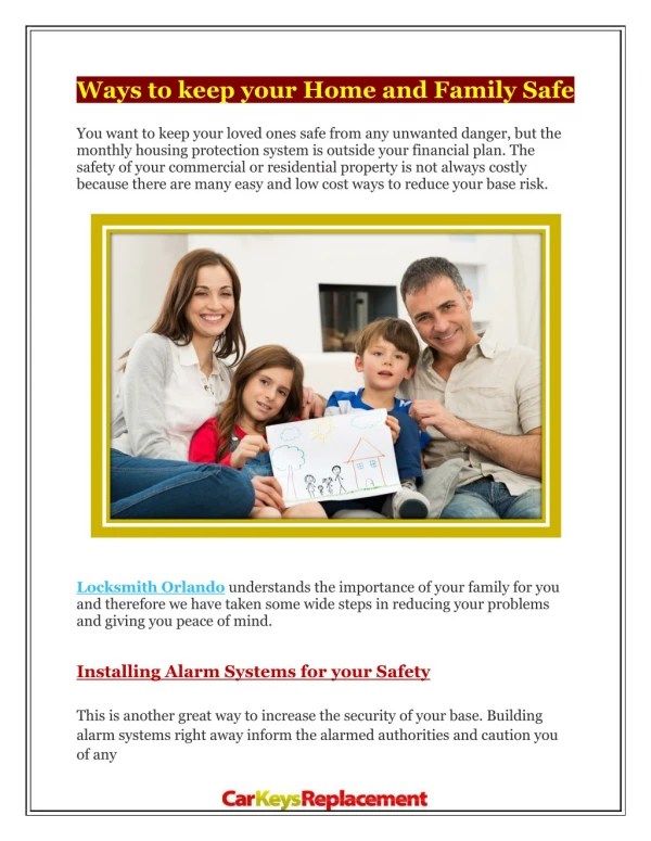 Ways to keep your Home and Family Safe
