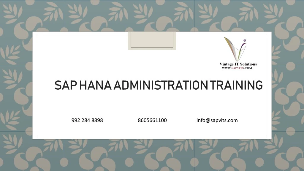 sap hana administration training