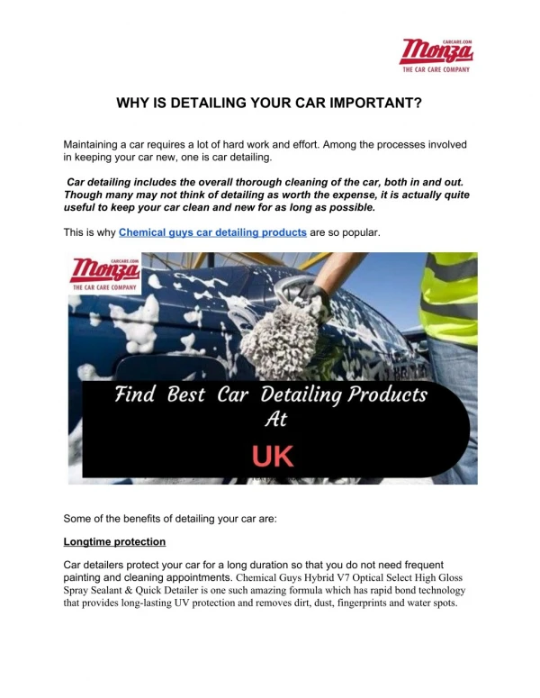 WHY IS DETAILING YOUR CAR IMPORTANT?