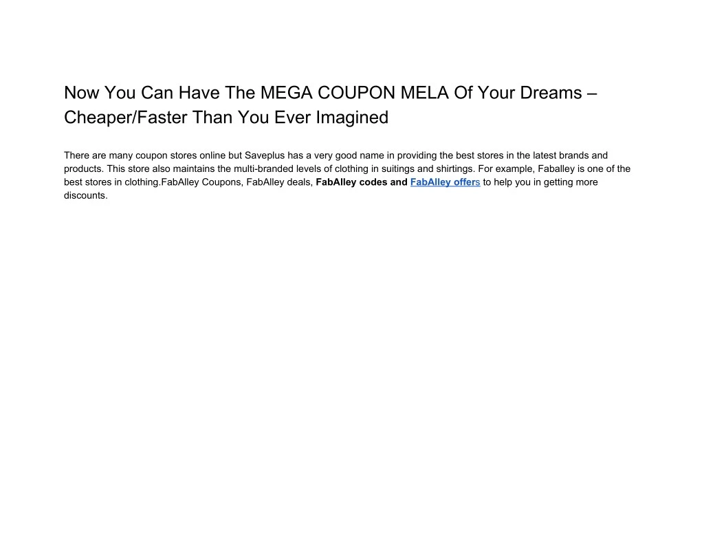 now you can have the mega coupon mela of your