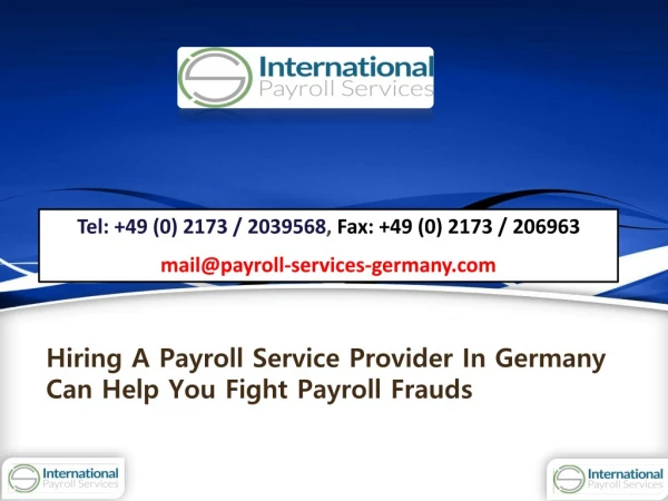 Hiring A Payroll Service Provider In Germany Can Help You Fight Payroll Frauds