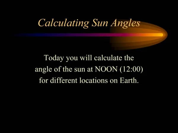 Calculating Sun Angles
