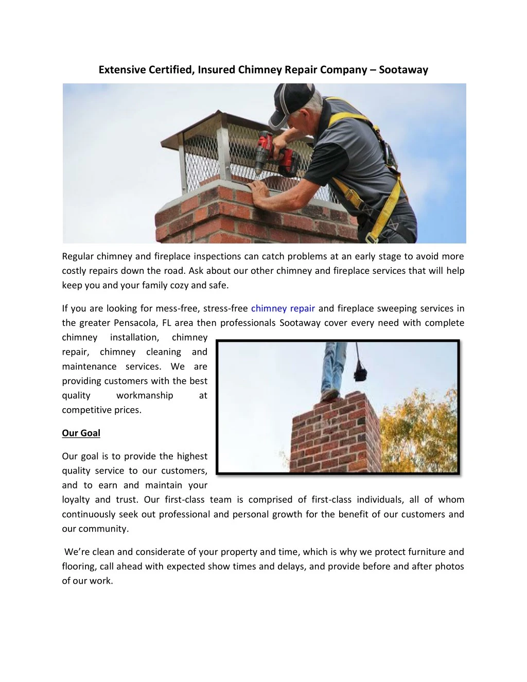 extensive certified insured chimney repair