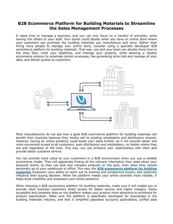 B2B Ecommerce Platform for Building Materials to Streamline the Sales Management Processes