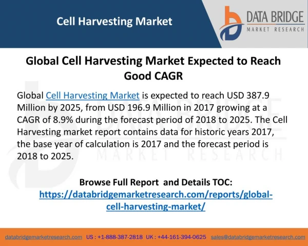 Cell Harvesting Market Type, Component, End User, Key Vendors and Geography