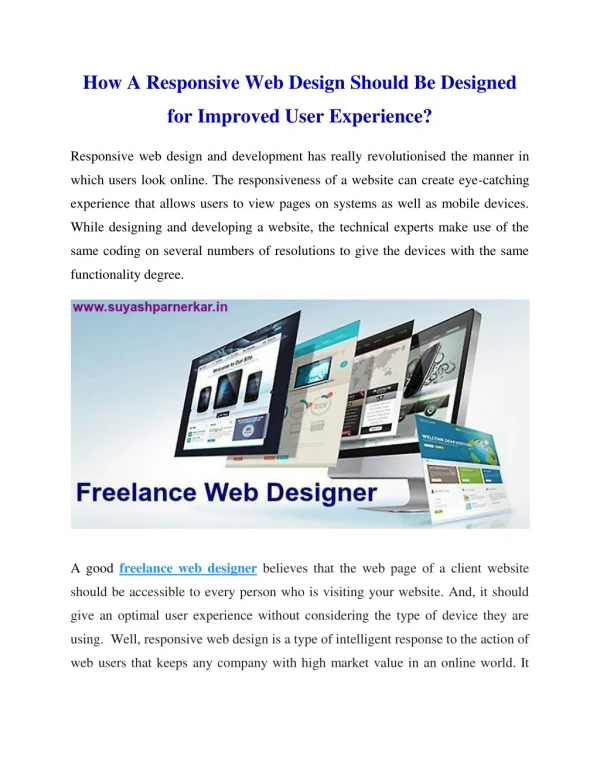 How A Responsive Web Design Should Be Designed for Improved User Experience?